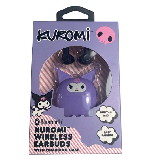 Sanrio Kuromi Hello Kitty Bluetooth Wireless Earbuds Charging Case Built-In Mic - Picture 1 of 4